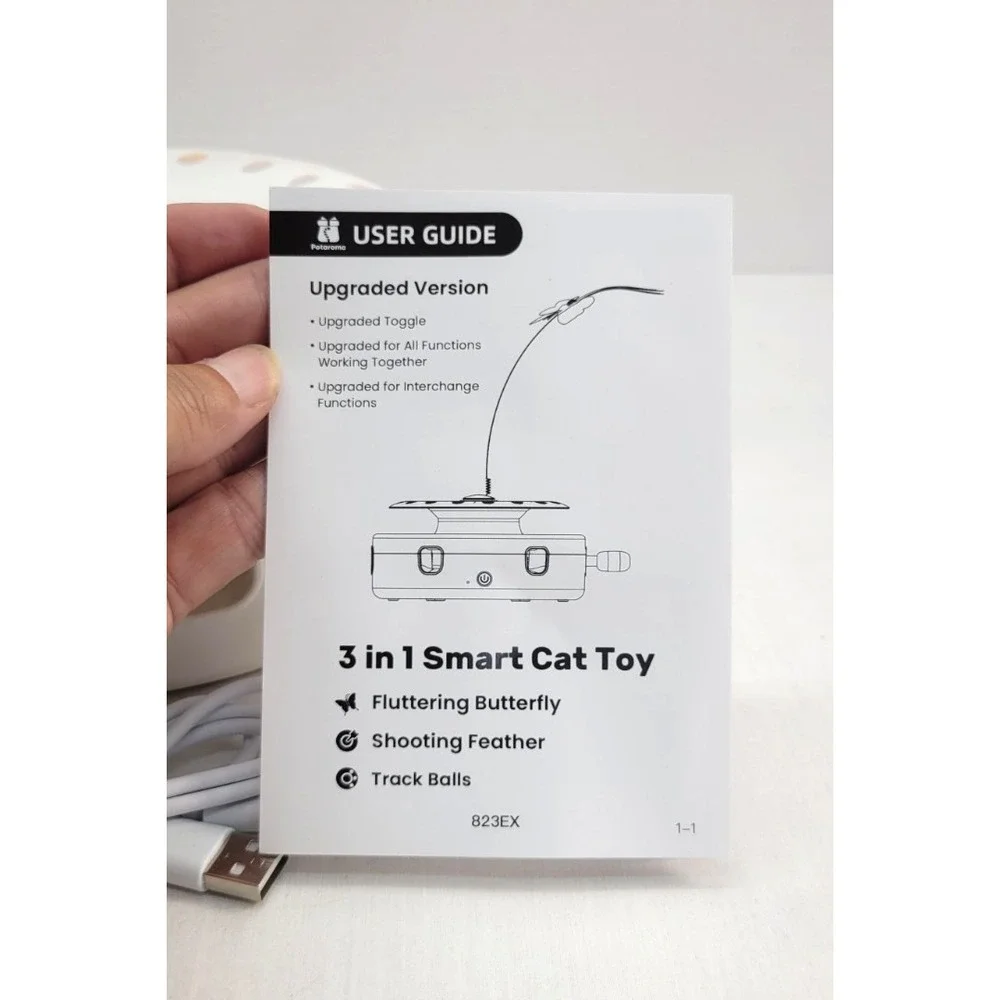 Potaroma 3 In 1 Smart Cat Toy Fluttering Butterfly Shooting Feather Track Balls